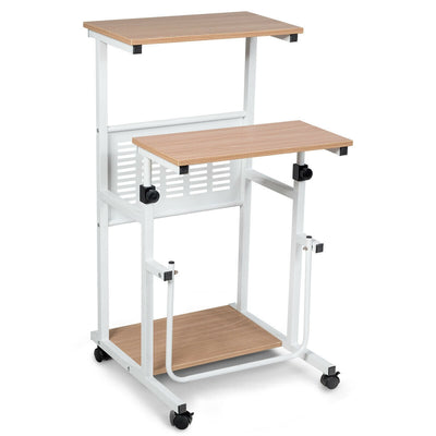 Height Adjustable Mobile Computer Stand Up Desk