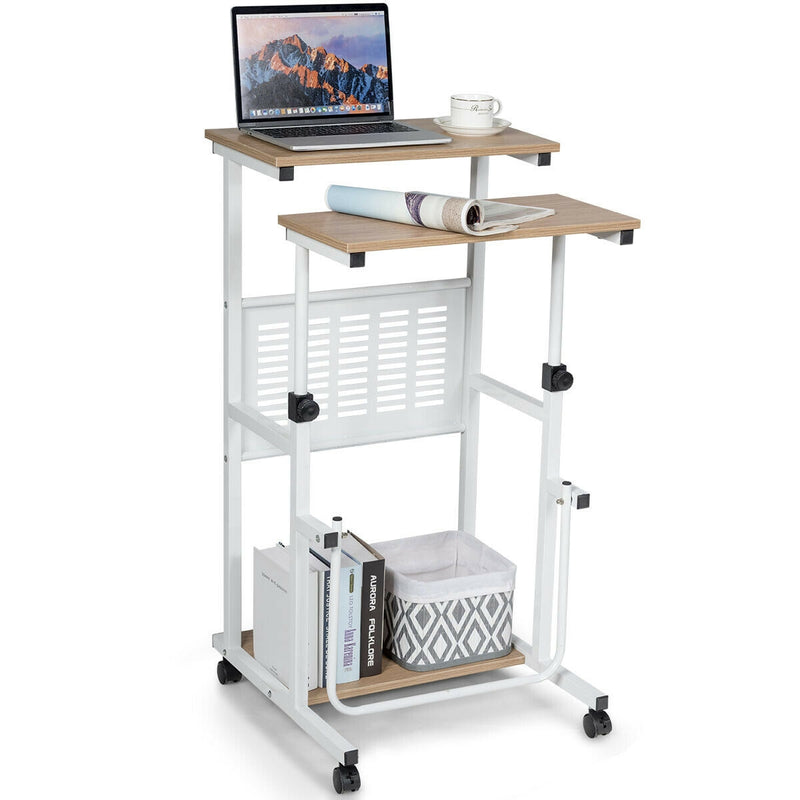 Height Adjustable Mobile Computer Stand Up Desk