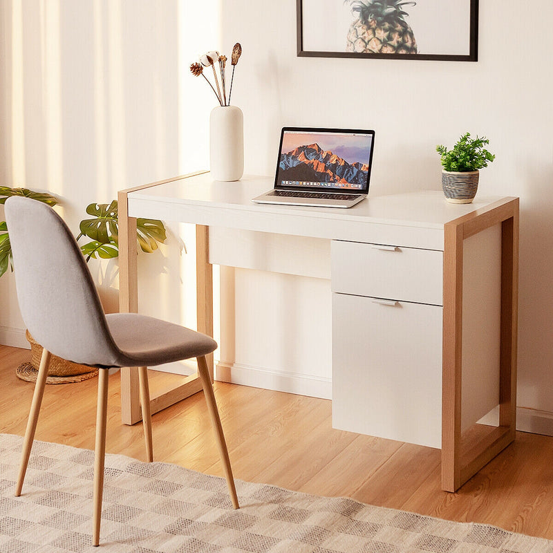 Computer Desk Writing Workstation with Cabinet and Drawer