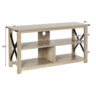 55" Farmhouse TV Stand Entertainment Center with Open Shelves