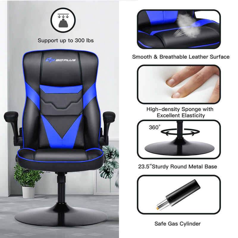 Height-adjustable Swivel Leather Gaming Chair