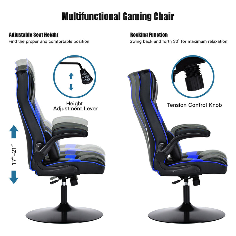 Height-adjustable Swivel Leather Gaming Chair