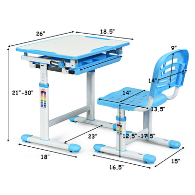 Height Adjustable Children' s Desk Chair Set