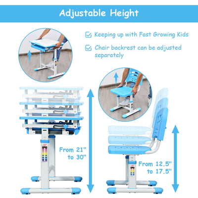 Height Adjustable Children' s Desk Chair Set