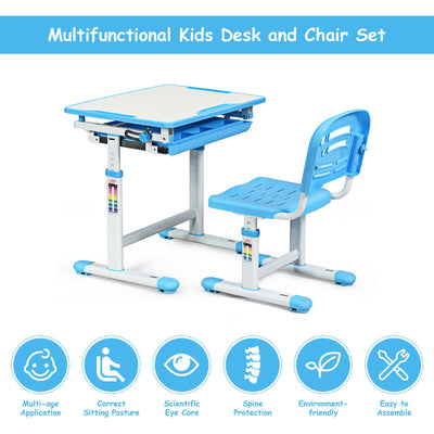 Height Adjustable Children' s Desk Chair Set