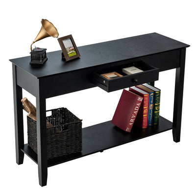 Console Sofa Side Accent Table with Drawer Shelf