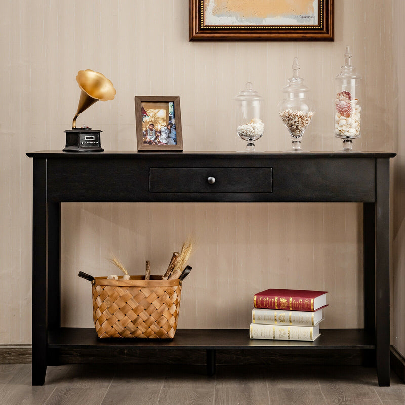 Console Sofa Side Accent Table with Drawer Shelf