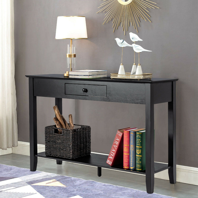 Console Sofa Side Accent Table with Drawer Shelf