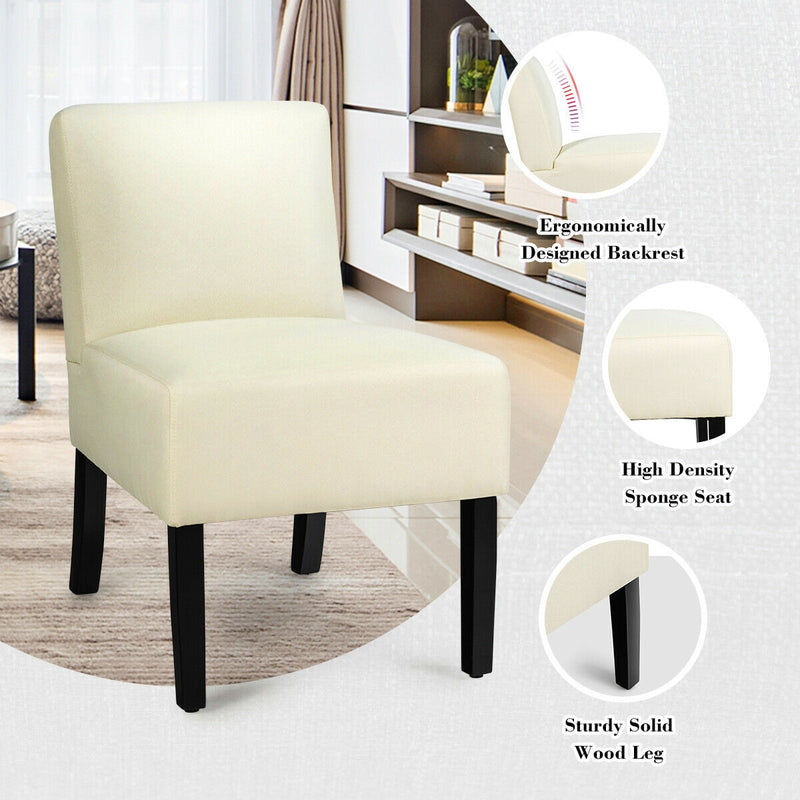 Fabric Upholstered Leisure Chair with Wooden Legs