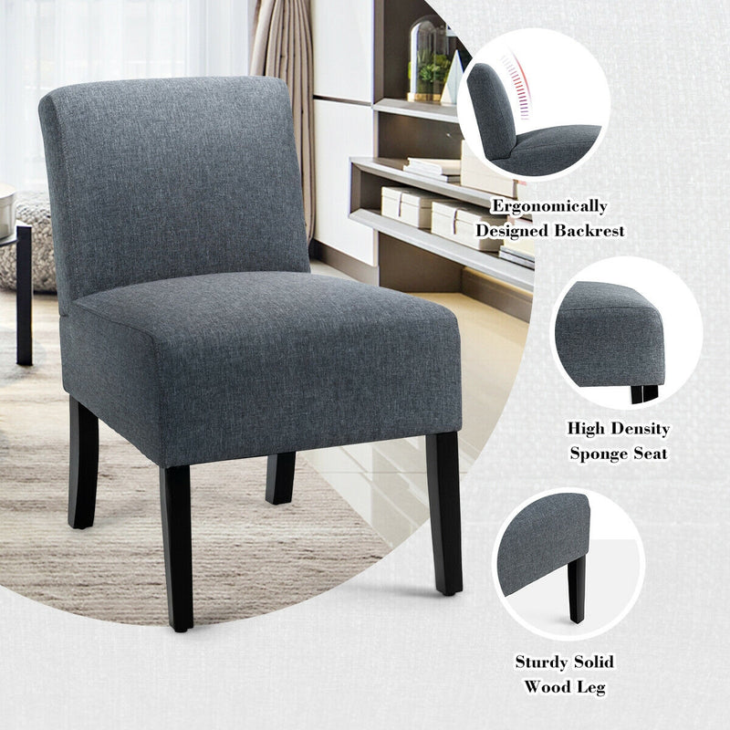 Fabric Upholstered Leisure Chair with Wooden Legs