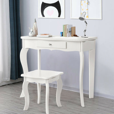 Vanity Makeup Dressing Table Stool Mirror Set with Drawer