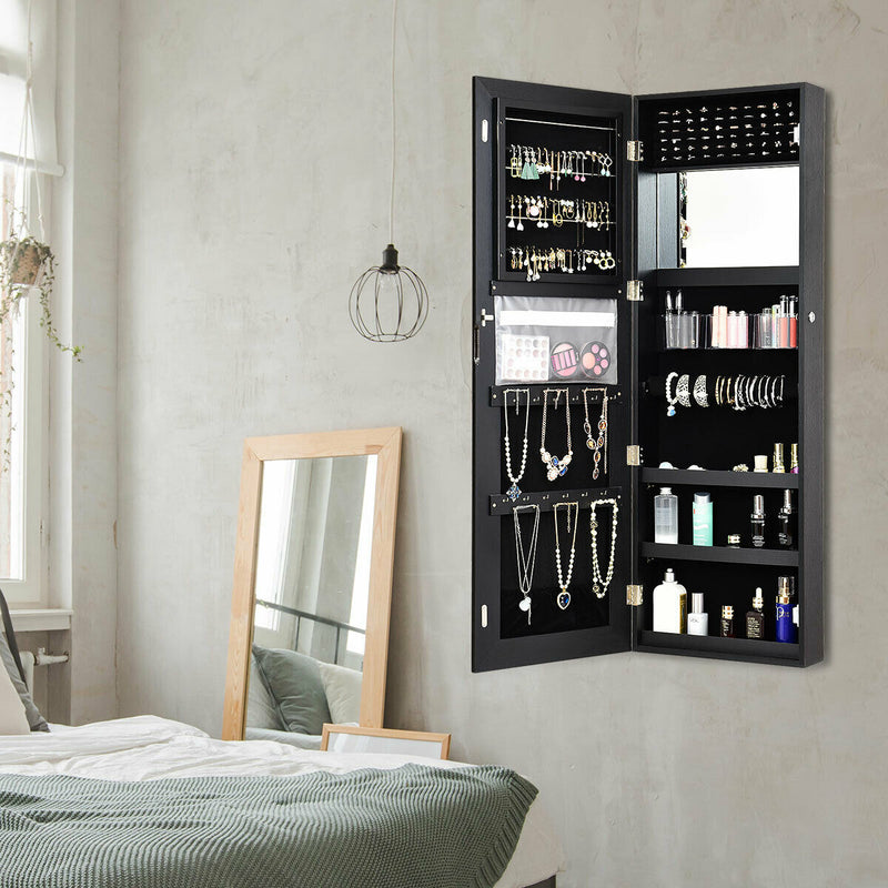 Door Wall Mount Touch Screen Mirrored Jewelry Cabinet