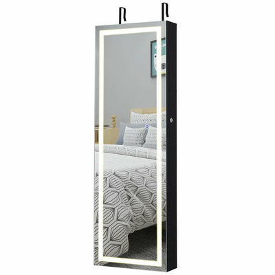 Door Wall Mount Touch Screen Mirrored Jewelry Cabinet