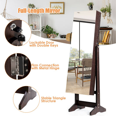 Standing Jewelry Armoire Cabinet with Full Length Mirror