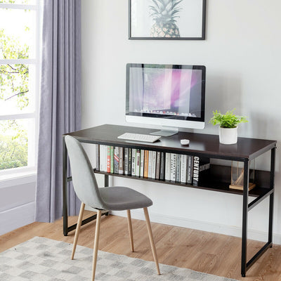 55" Computer Desk Writing Table Workstation with Bookshelf