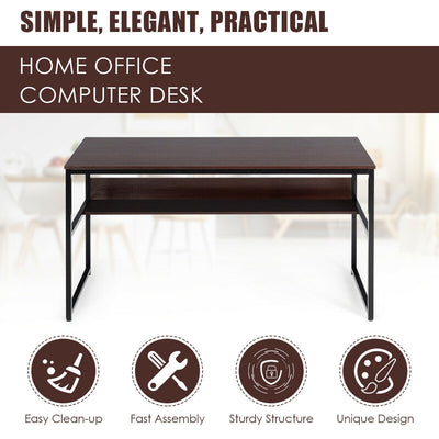 55" Computer Desk Writing Table Workstation with Bookshelf