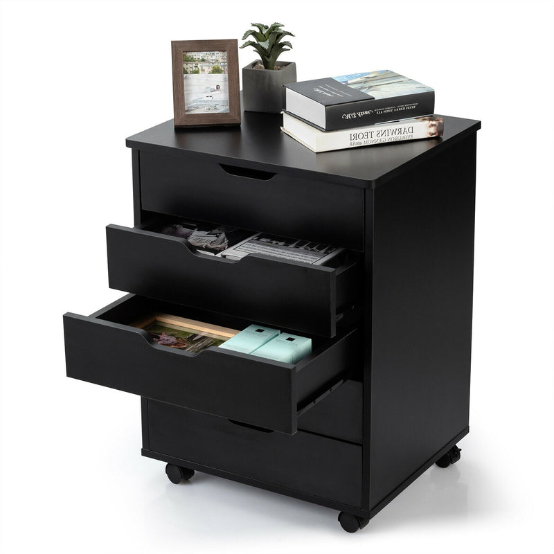 Mobile Lateral Filing Storage Home Office Floor Cabinet with Wheels and 5 Drawers