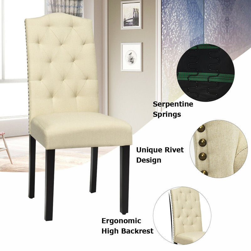 Set of 2 Tufted Upholstered Dining Chair