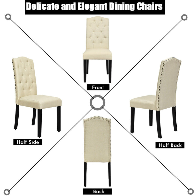 Set of 2 Tufted Upholstered Dining Chair