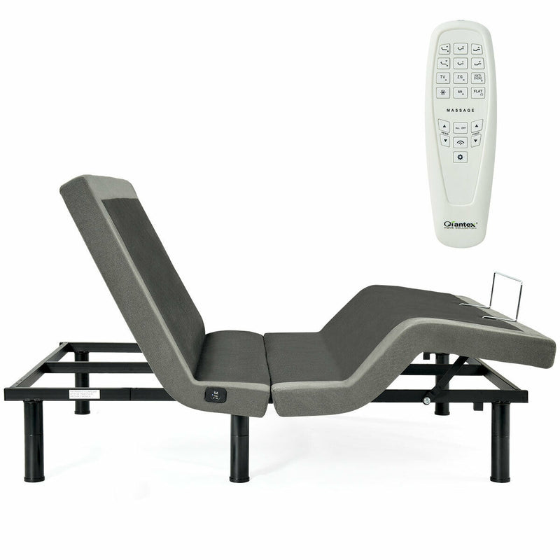 Adjustable Massage Upholstered Bed Base with Remote Control & USB Ports