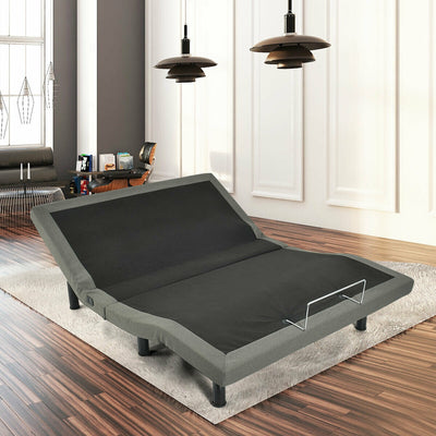 Adjustable Massage Upholstered Bed Base with Remote Control & USB Ports