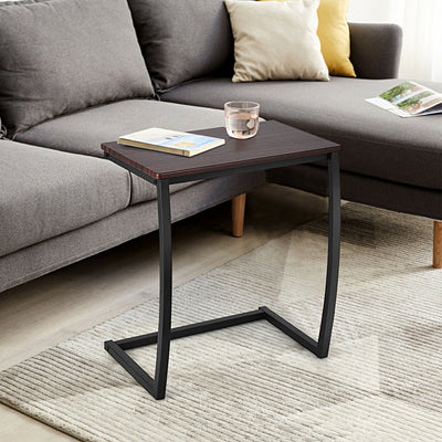 Steel Frame C-shaped Sofa Side End Table with Non-slip Footpads