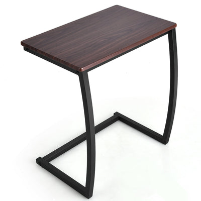 Steel Frame C-shaped Sofa Side End Table with Non-slip Footpads