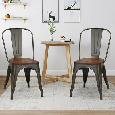 18 Inch Height Set of 4 Stackable Style Metal Wood Dining Chair