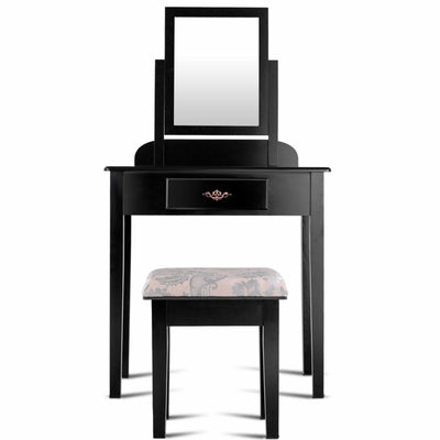 Dressing Vanity Table Set with 360?? Rotating Mirror and Padded Stool