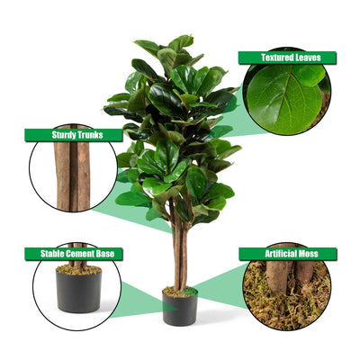 5 Feet Artificial Fiddle Leaf Fig Tree Decorative Planter