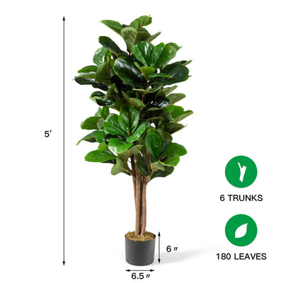 5 Feet Artificial Fiddle Leaf Fig Tree Decorative Planter