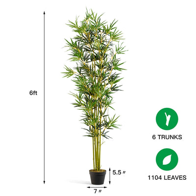 6 Ft Artificial Bamboo Silk Tree Decorative Planter