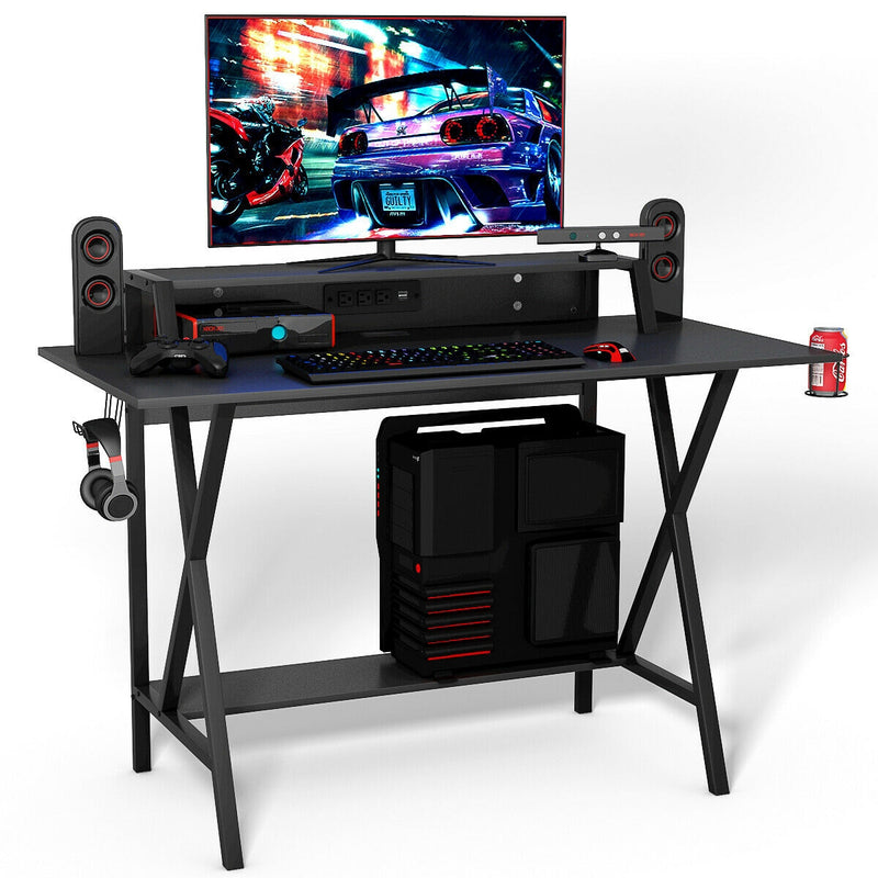 All-in-One Professional Gaming Desk with Cup and Headphone Holder