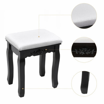 Dressing Vanity Table Set with Detachable Mirror and Padded Stool