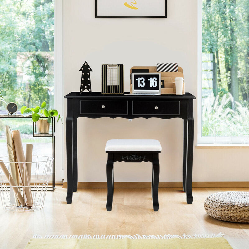 Dressing Vanity Table Set with Detachable Mirror and Padded Stool