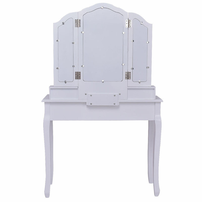 Dressing Vanity Table Set with Detachable Mirror and Padded Stool