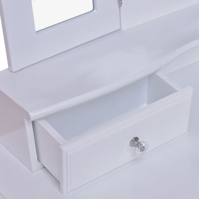 Dressing Vanity Table Set with Detachable Mirror and Padded Stool