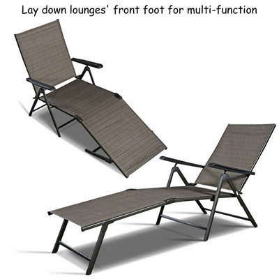 2 PCs Folding Adjustable Chaise Lounge Chair