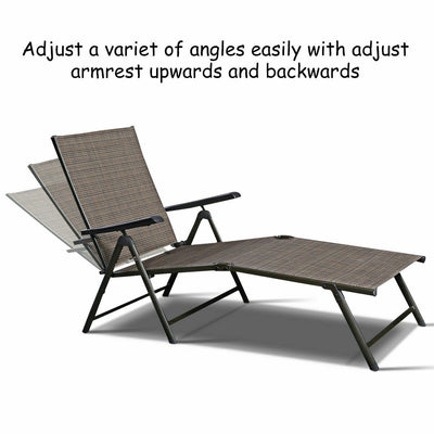 2 PCs Folding Adjustable Chaise Lounge Chair