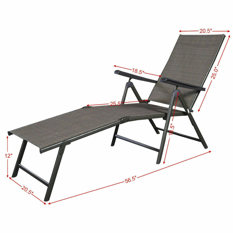 2 PCs Folding Adjustable Chaise Lounge Chair