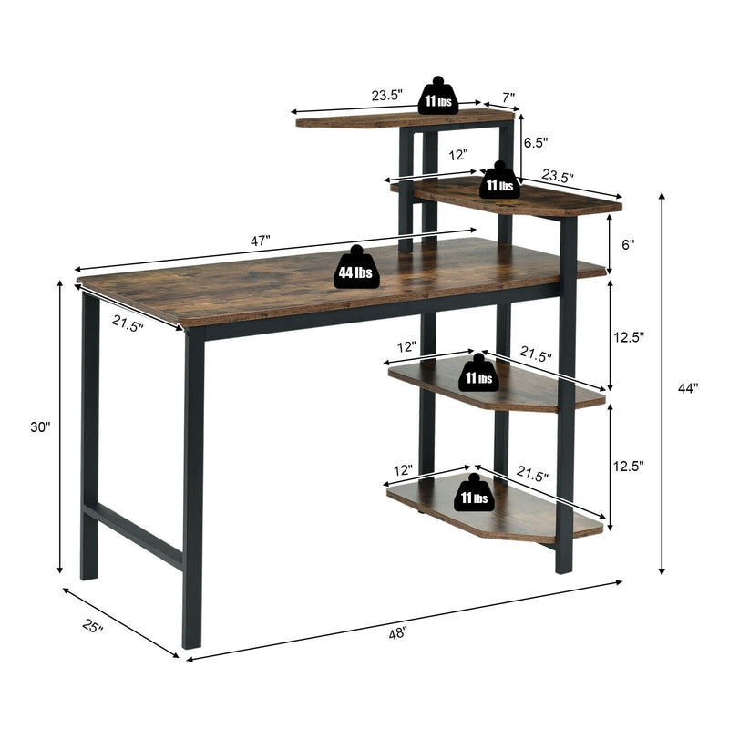 Computer Desk Writing Study Table with Storage Shelves