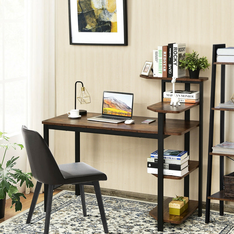 Computer Desk Writing Study Table with Storage Shelves