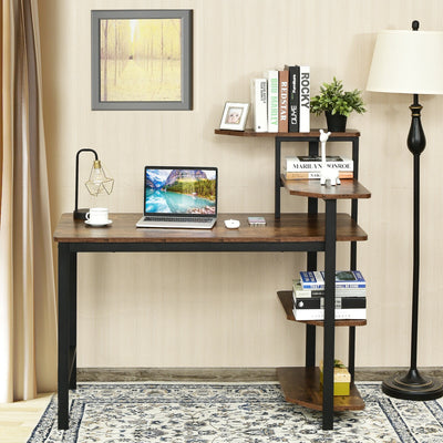 Computer Desk Writing Study Table with Storage Shelves