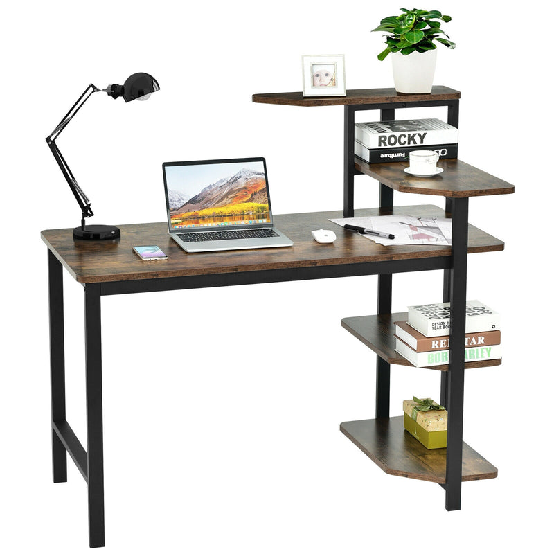 Computer Desk Writing Study Table with Storage Shelves