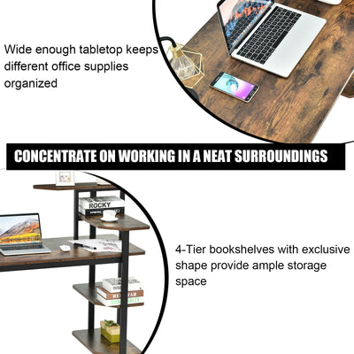 Computer Desk Writing Study Table with Storage Shelves