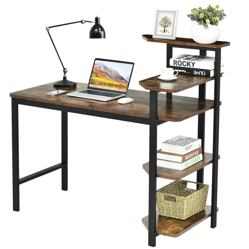 Computer Desk Writing Study Table with Storage Shelves