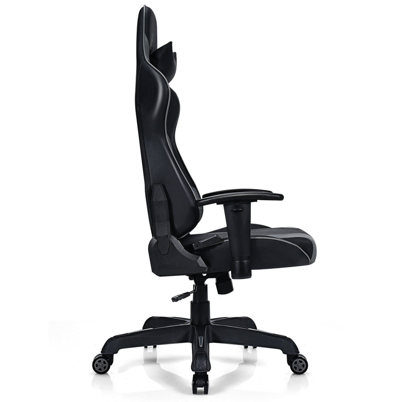 Leather Massage Gaming Chair with Headrest and Lumbar Support