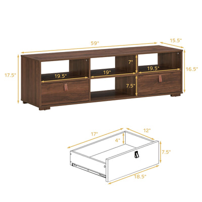 59" TV Stand with 2 Drawers and 4 Open Compartments