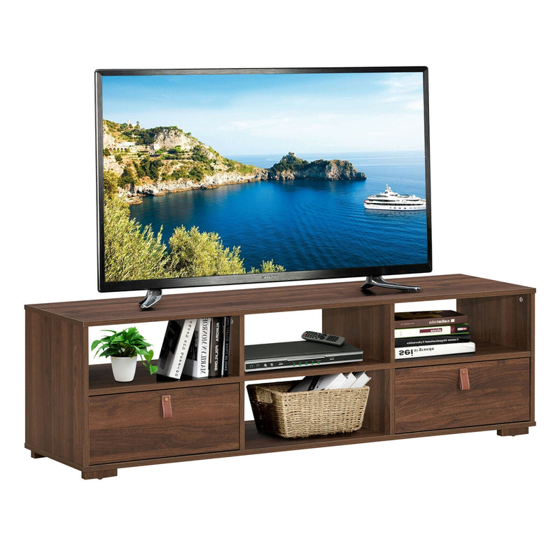 59" TV Stand with 2 Drawers and 4 Open Compartments