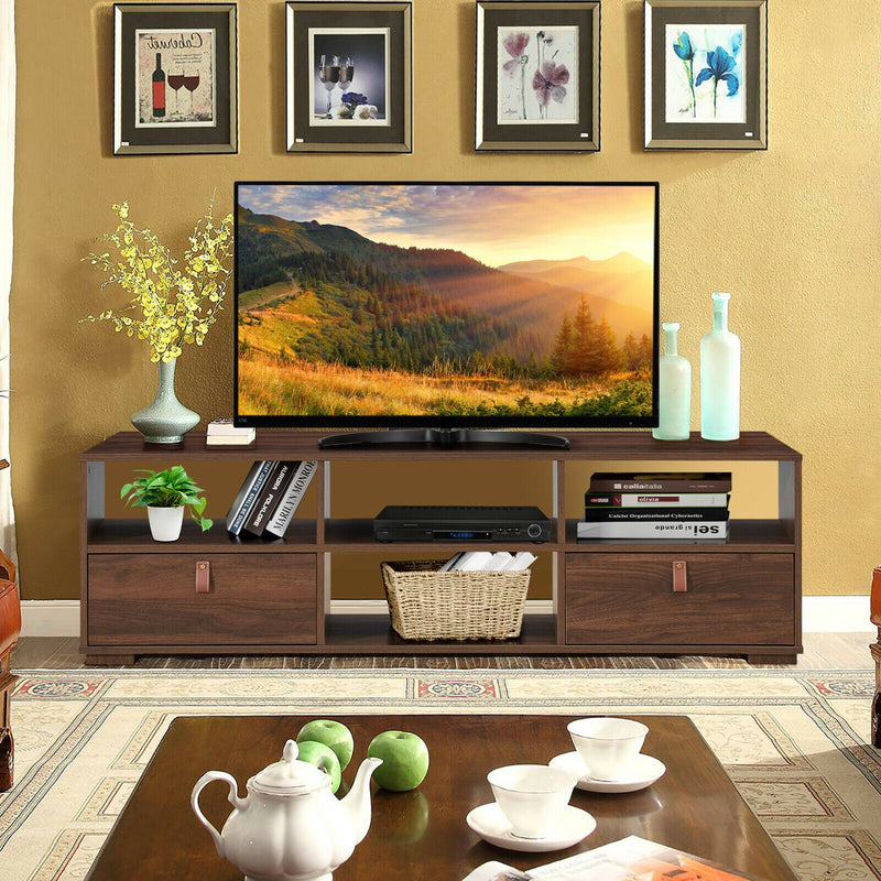 59" TV Stand with 2 Drawers and 4 Open Compartments